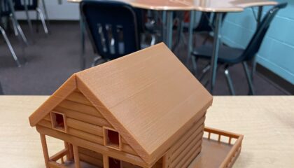 scaled model of a 3D printed log home