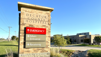 Decatur County Hospital Sign in Front of Hospital