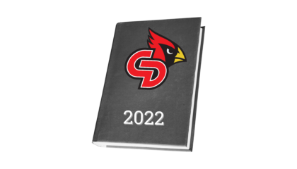 YEARBOOK with a cd cardinal logo and the year 2022