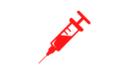 Red syringe on white background