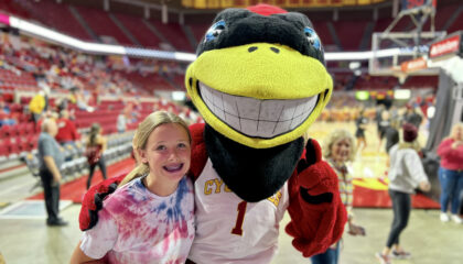 Cy the Cyclone Welcomed the CD Fifth and Sixth Graders