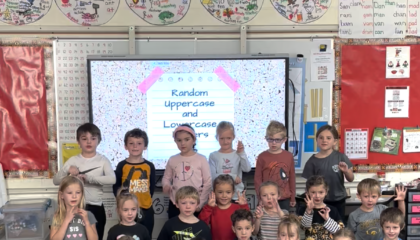 Kindergarten students arranged for singing