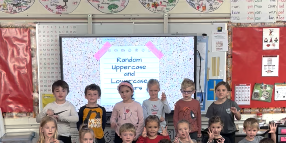 Kindergarten students arranged for singing