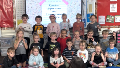 Kindergarten students arranged for singing